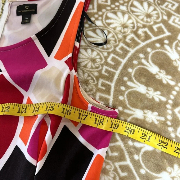 Worthington Fit & Flare Dress Vibrant Color Block Animal Giraffe Print Size 14 - Picture 7 of 9